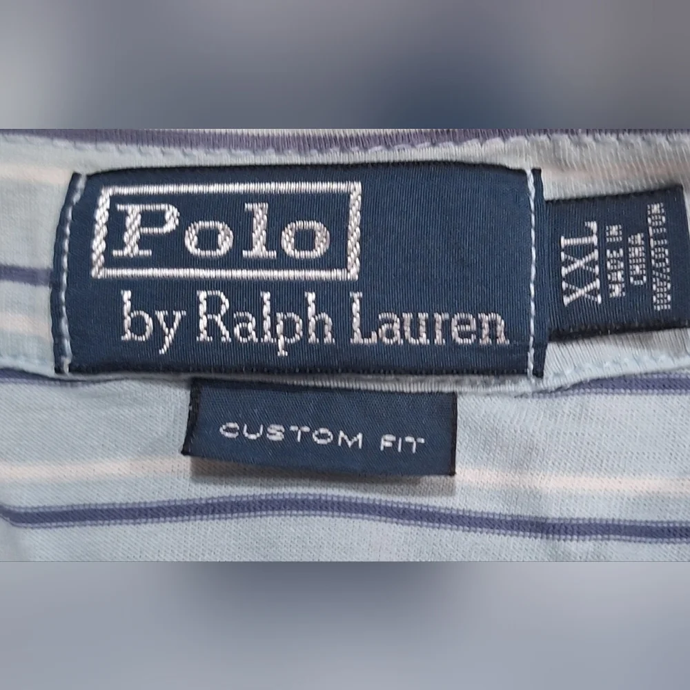 Ralph Lauren Blue and White Striped Soft Polo Shirt Sz XXL #1960